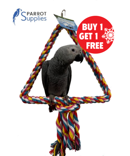 34Cm Medium Triangle Rope Swing Toy Parrot Toy - BOGOF